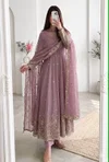 Ssc 722 Heavy Crunchy Silk Embroidery Work Gown With Pant Dupatta